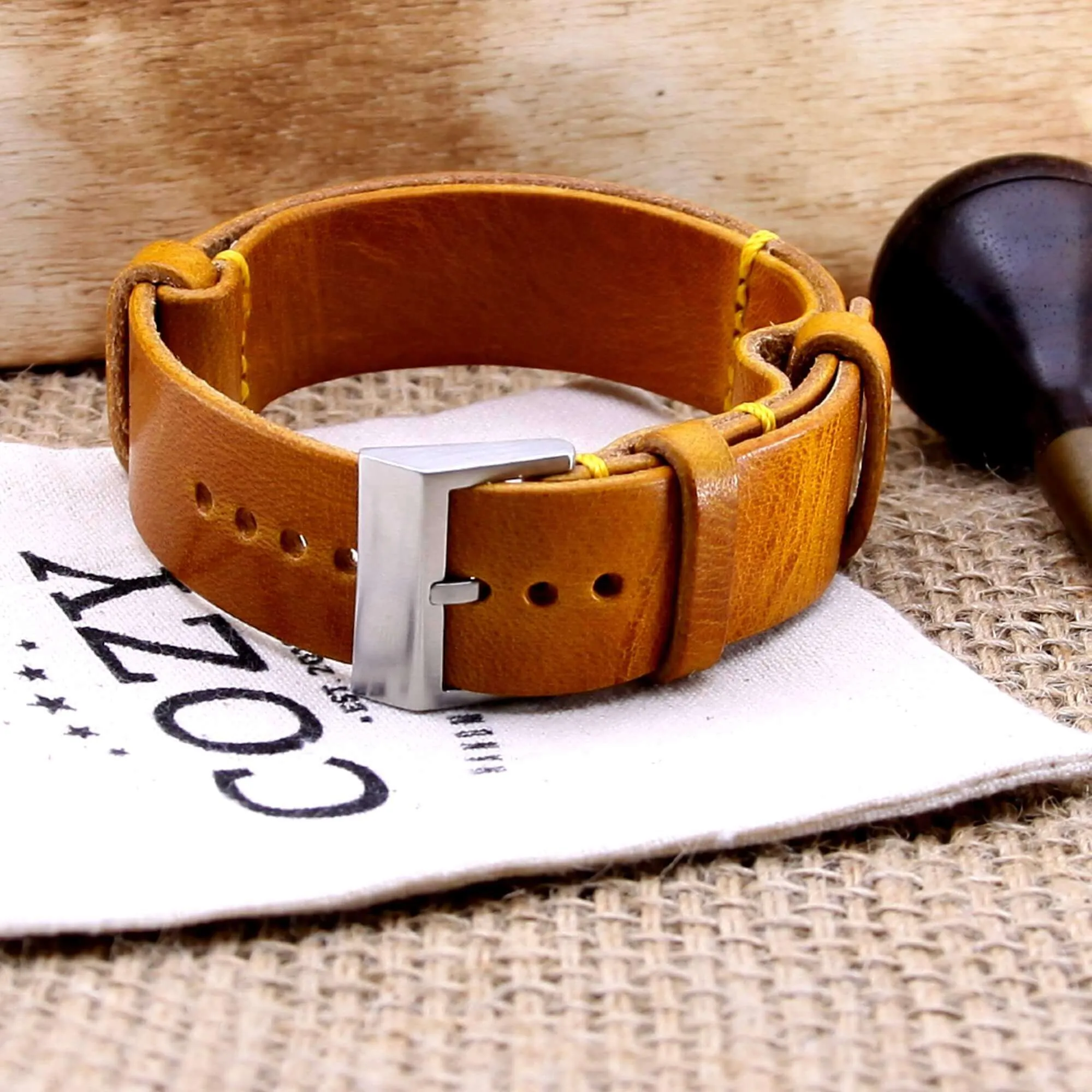 NAT2 Leather Watch Strap, Military 104