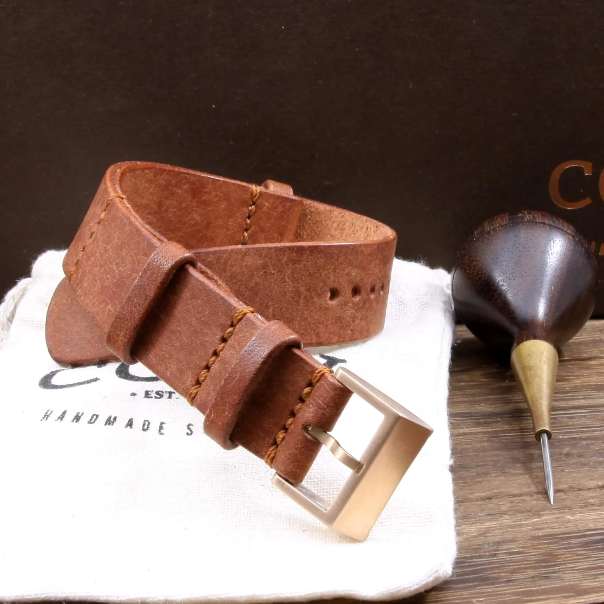 NAT2 Leather Watch Strap, Rustic Russet