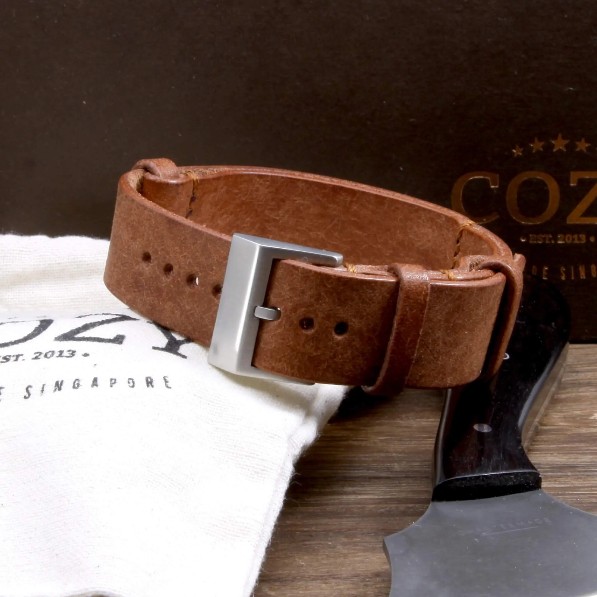 NAT2 Leather Watch Strap, Rustic Russet