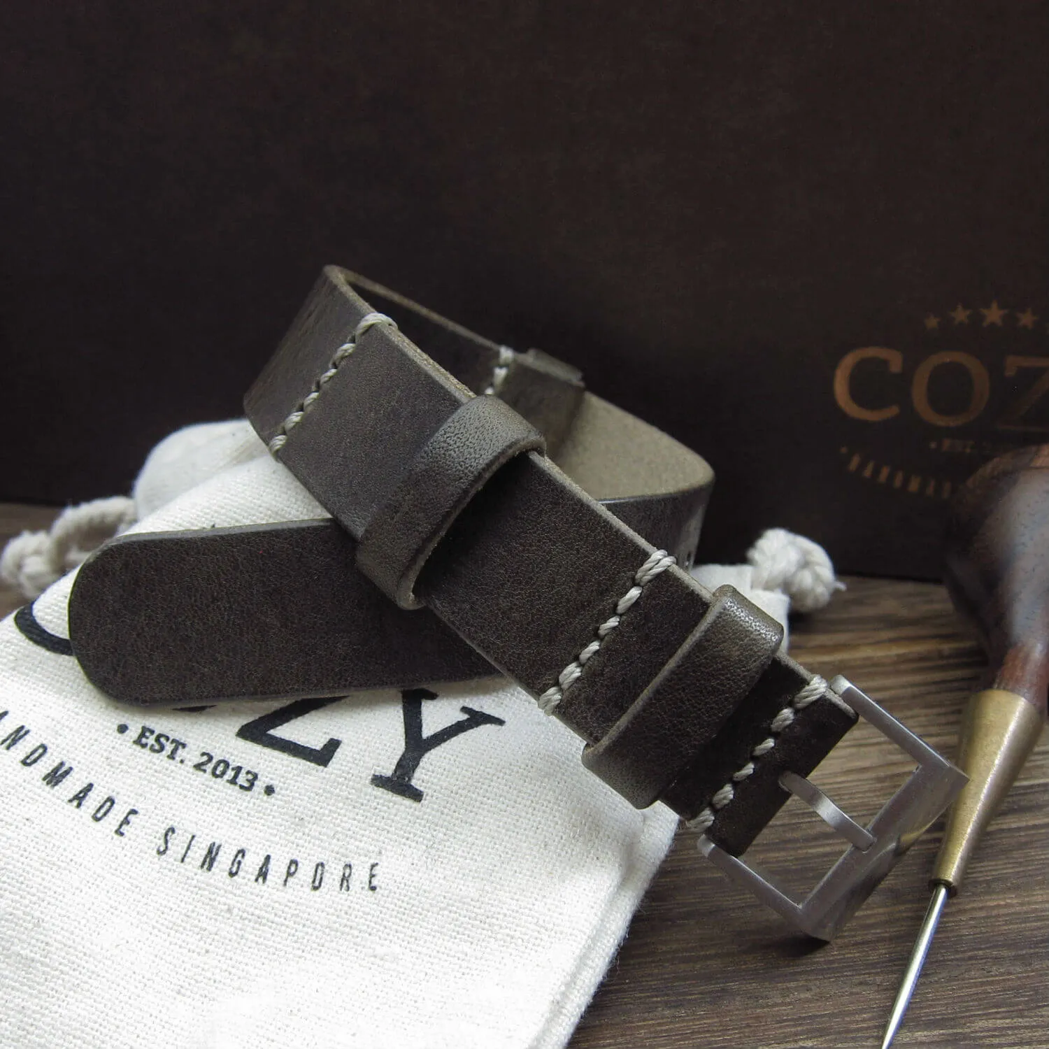 NAT2 Leather Watch Strap, Vintage 408