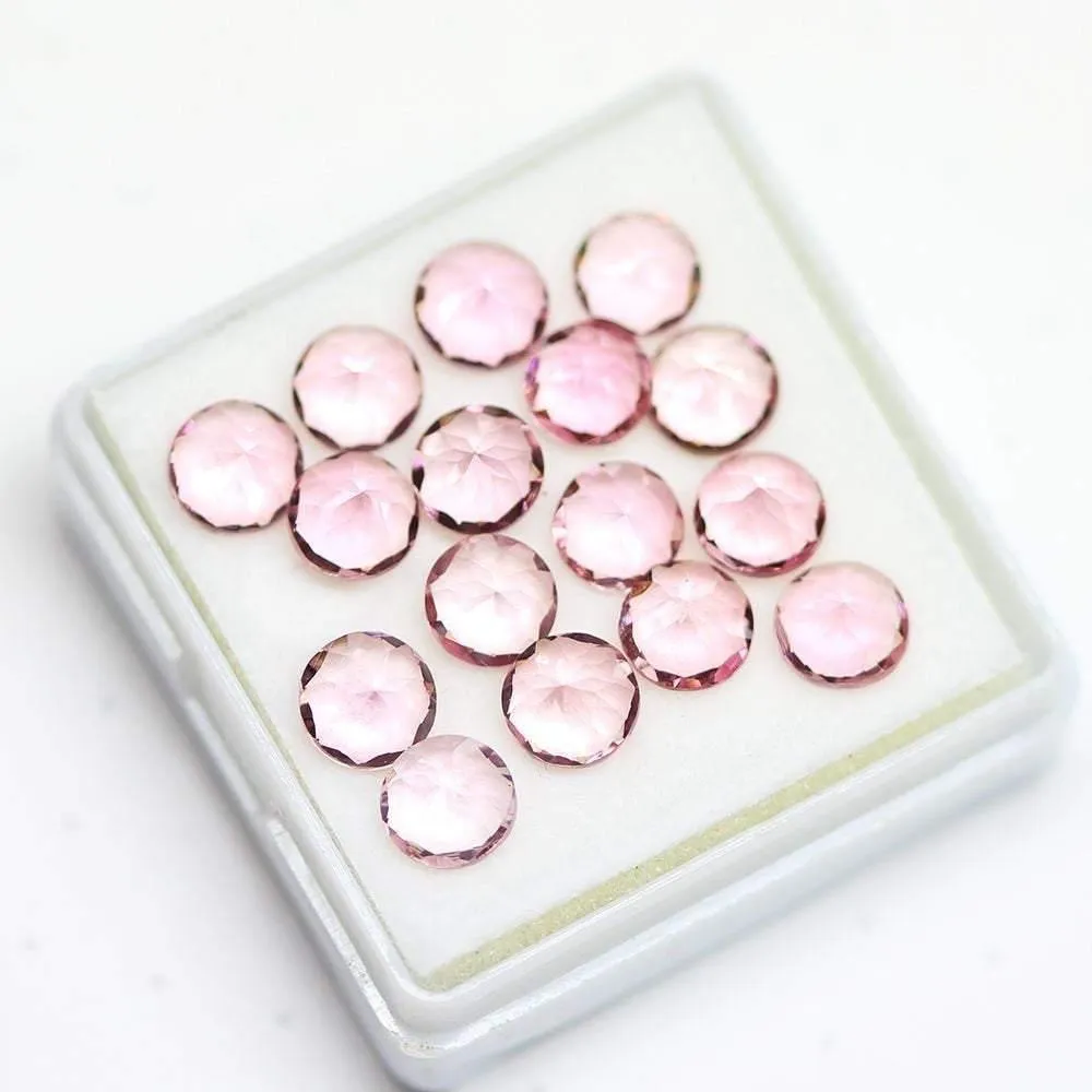 Natural Rare Pink Tourmaline Round Brilliant Gemstone Loose Lot 16pc 7.34Ct