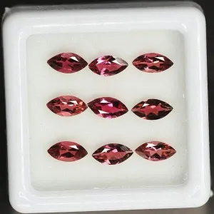Natural Rubellite Pink Tourmaline Marquise Cut Loose Gemstone Pair 9pc 1.89Ct
