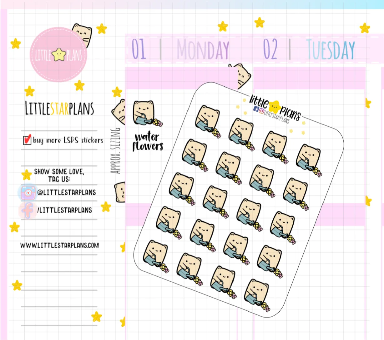 Neku Watering Flowers, Plants Planner Stickers (N54)