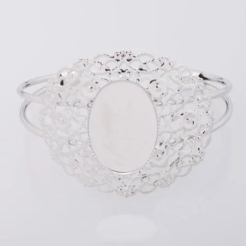 New Arrival Adjustable Copper Bracelet With 18*25MM Oval Setting,Imitation Rhodium,Lead Free And Nickel Free,Sold 10PCS Per Lot