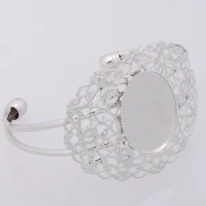 New Arrival Adjustable Copper Bracelet With 18*25MM Oval Setting,Imitation Rhodium,Lead Free And Nickel Free,Sold 10PCS Per Lot