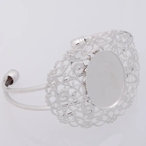 New Arrival Adjustable Copper Bracelet With 18*25MM Oval Setting,Imitation Rhodium,Lead Free And Nickel Free,Sold 10PCS Per Lot