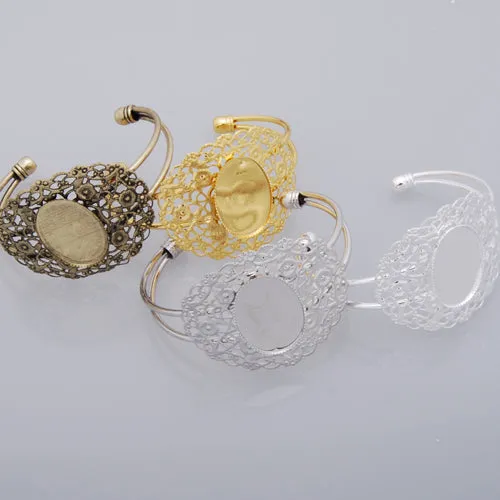 New Arrival Adjustable Copper Bracelet With 18*25MM Oval Setting,Imitation Rhodium,Lead Free And Nickel Free,Sold 10PCS Per Lot