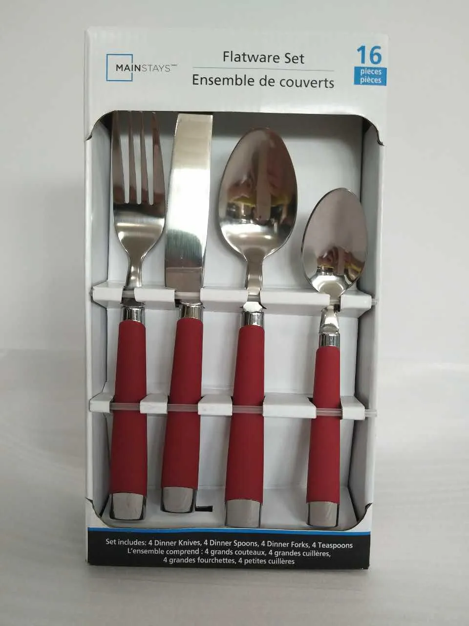 New in box! Mainstays Red Flatware Set, 16 Piece!