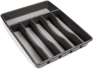 New Rubbermaid No-Slip Silverware Cutlery Tray Organizer, Large, Black with Grey