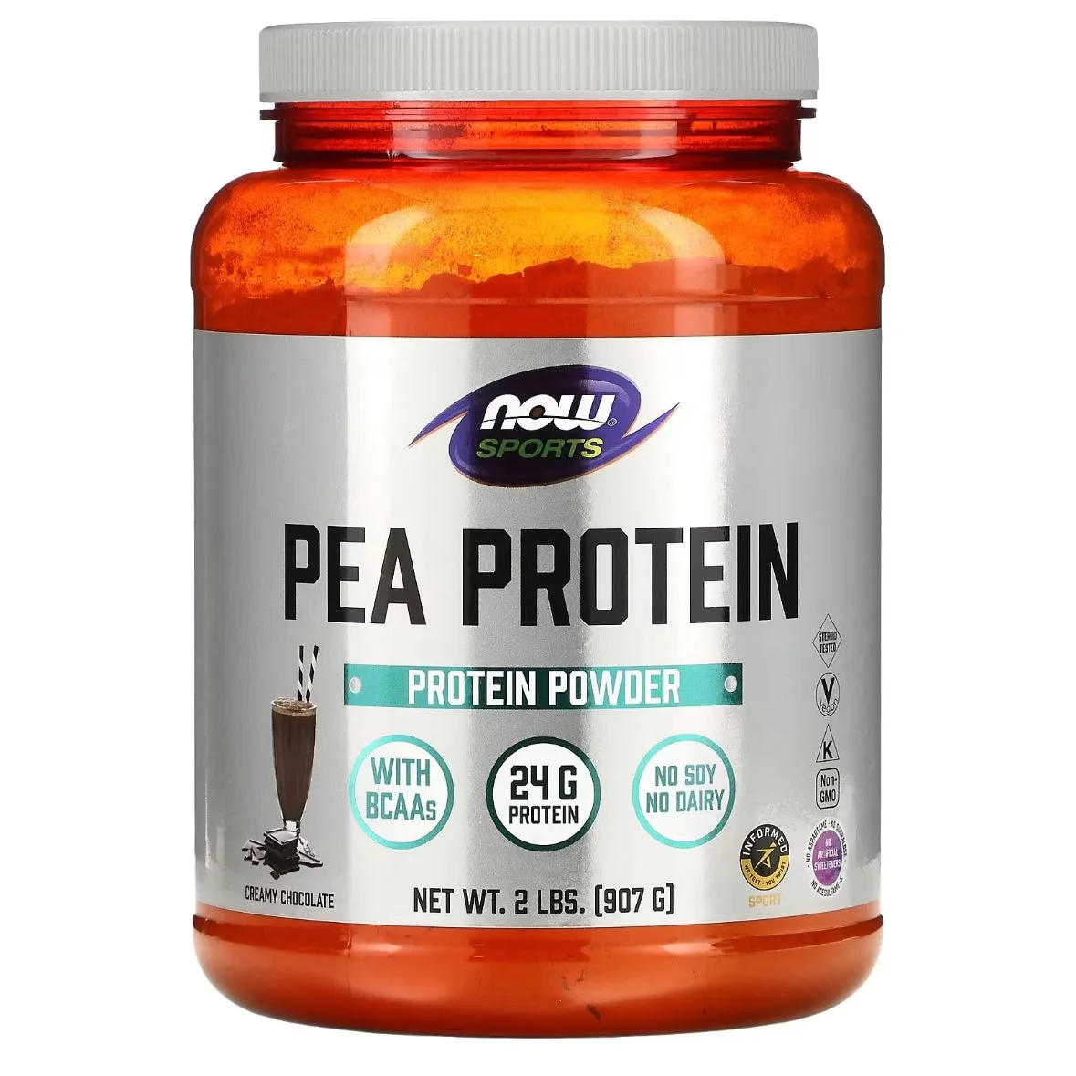 NOW Foods Sports Pea Protein Pure Creamy Chocolate 2 lbs (907 g) EXP June 2026