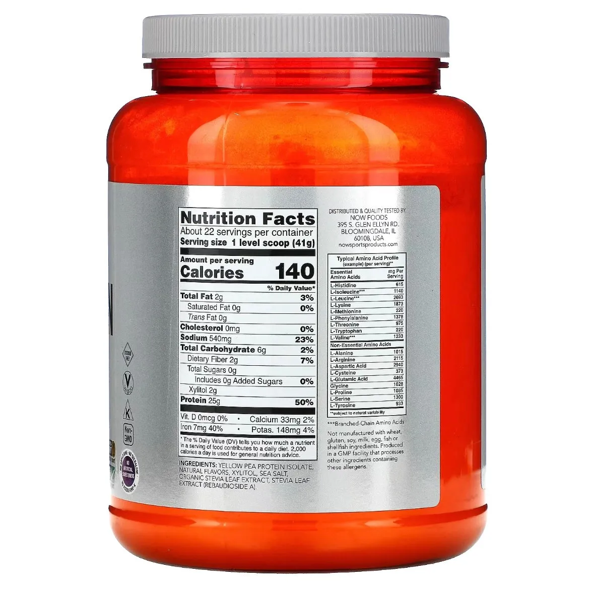 NOW Foods Sports Pea Protein Pure Vanilla Toffee 2 lbs (907 g) EXP Jan 2027