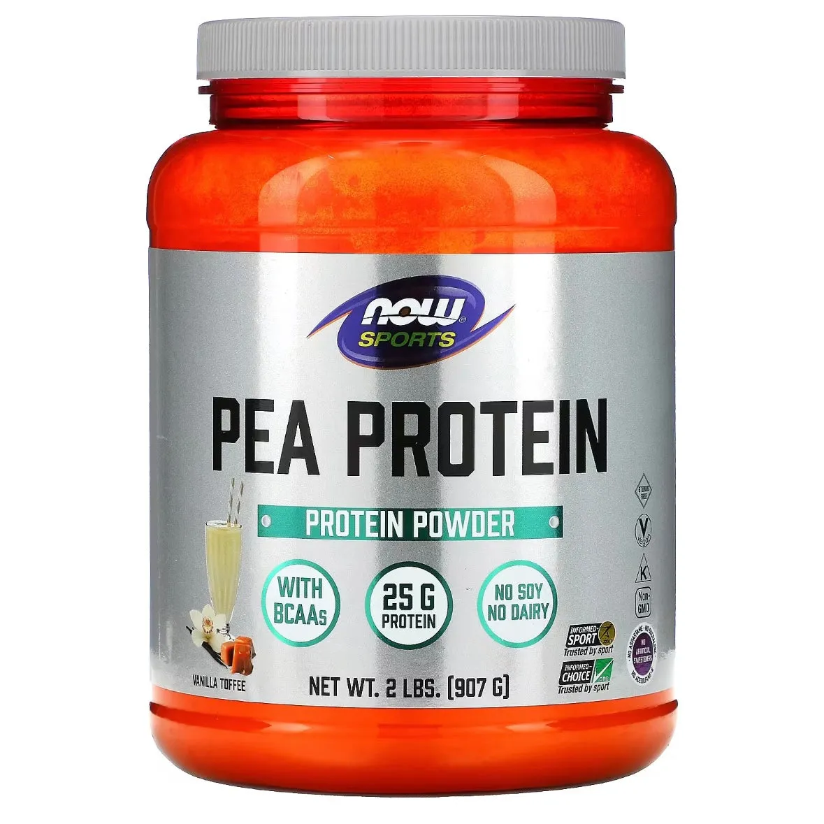 NOW Foods Sports Pea Protein Pure Vanilla Toffee 2 lbs (907 g) EXP Jan 2027