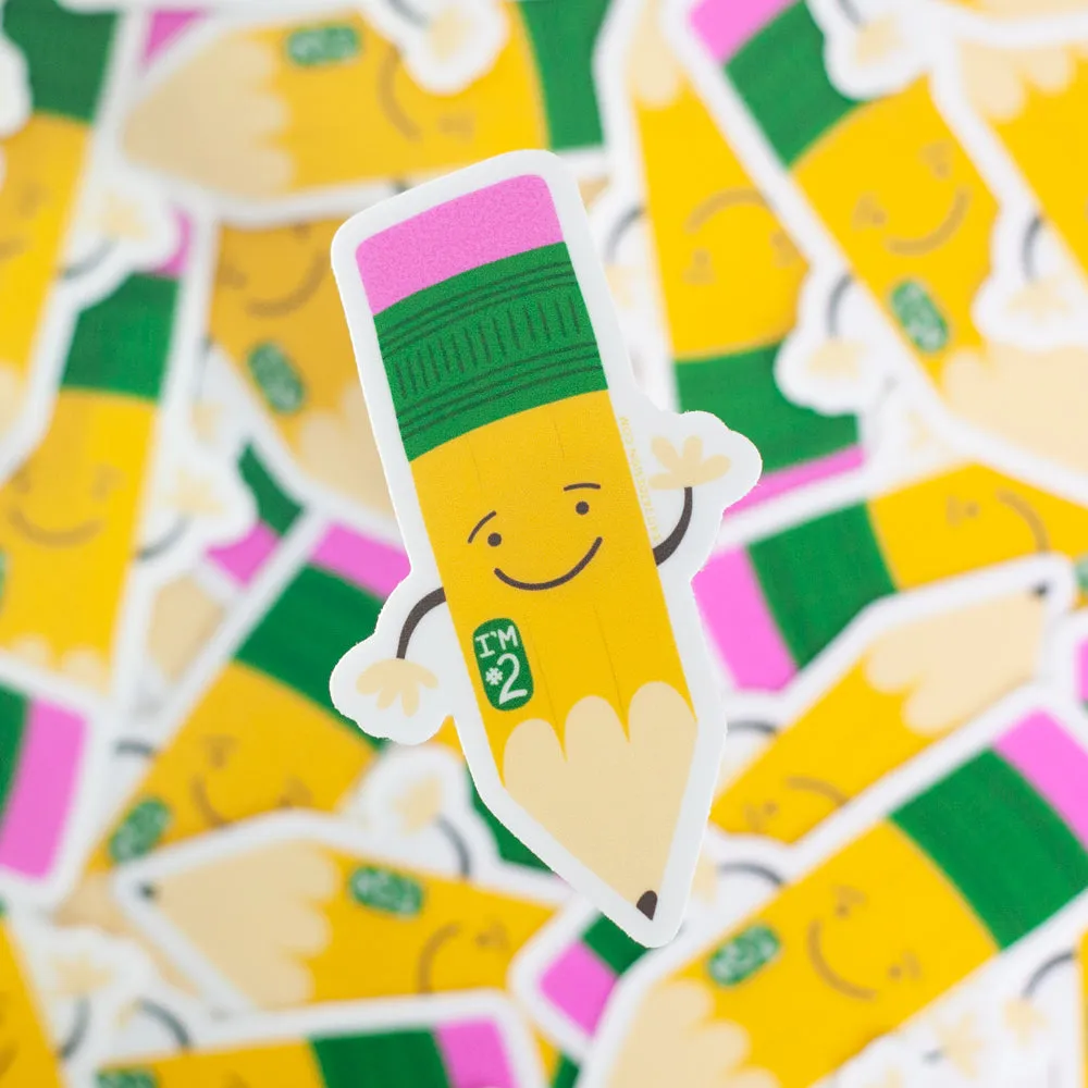 Number two pencil sticker, gift for stationery lover, sticker for pencil collector