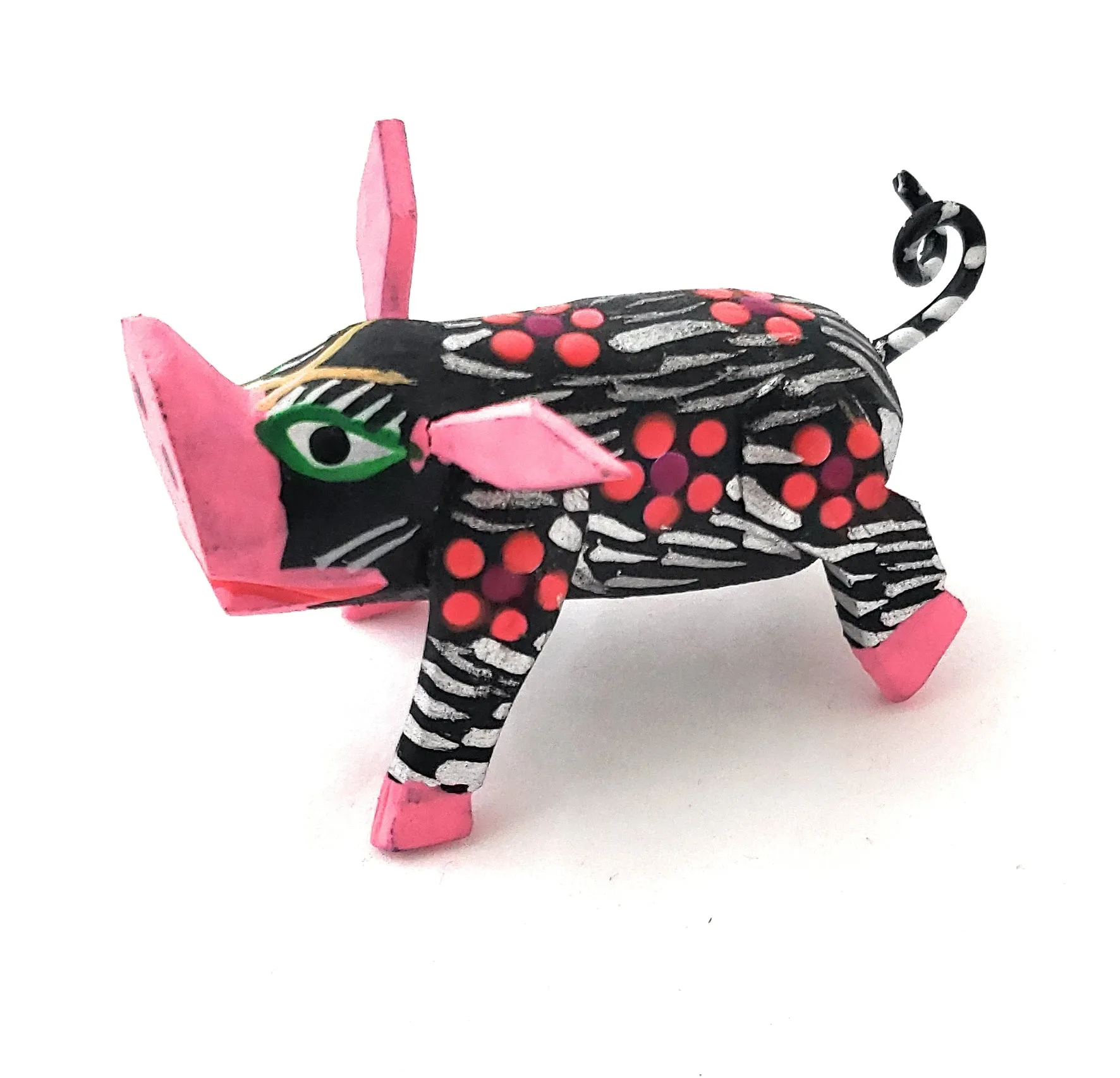 Oaxacan Mini Pig Alebrije  Wood Carving Mexican Hand Painted