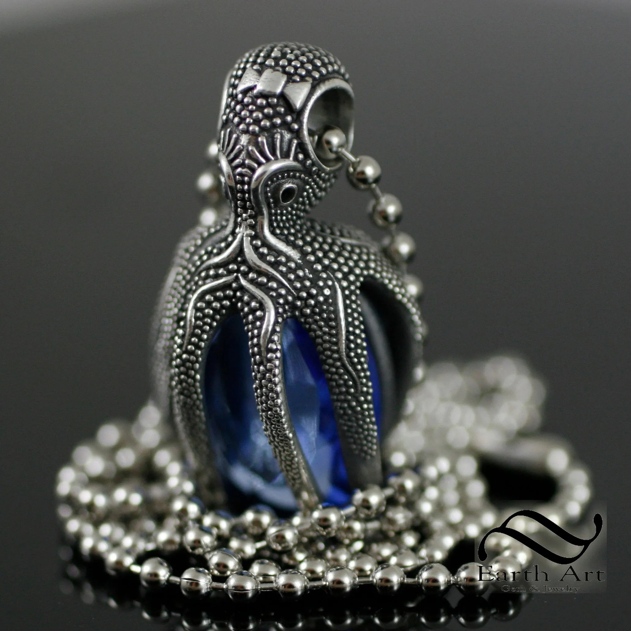 Octopus Pendant with September Birthstone - Sterling Silver - Coraline