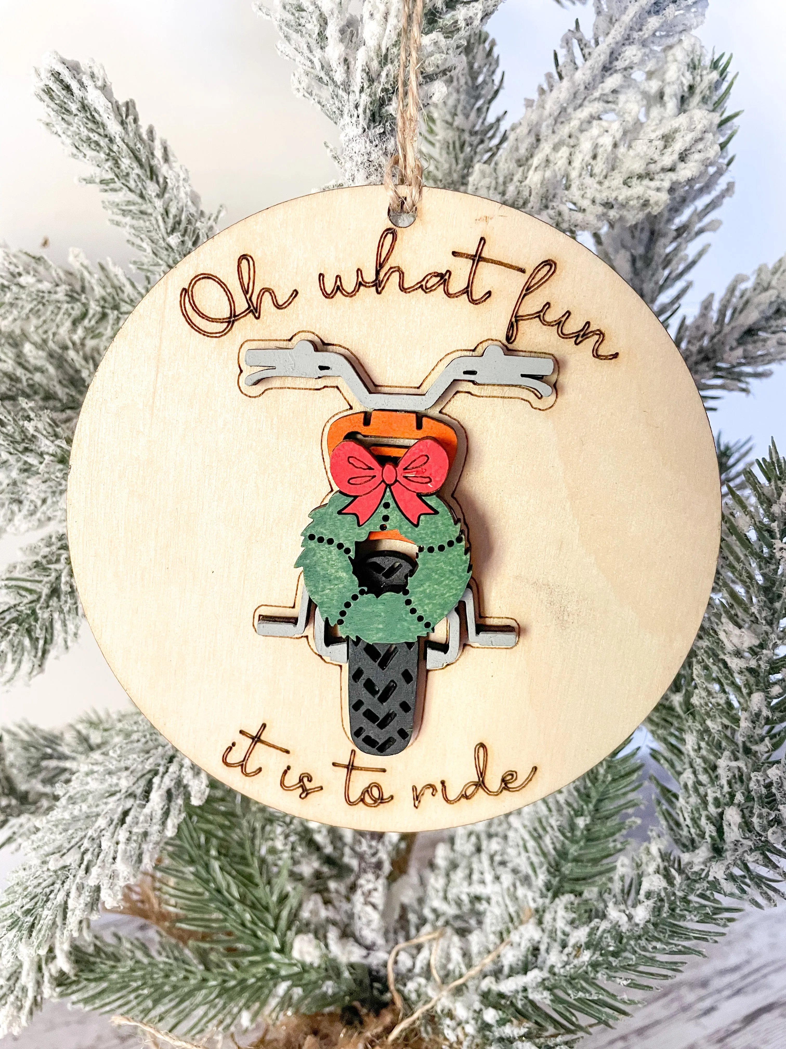 Oh What Fun Motorcycle  Ornament