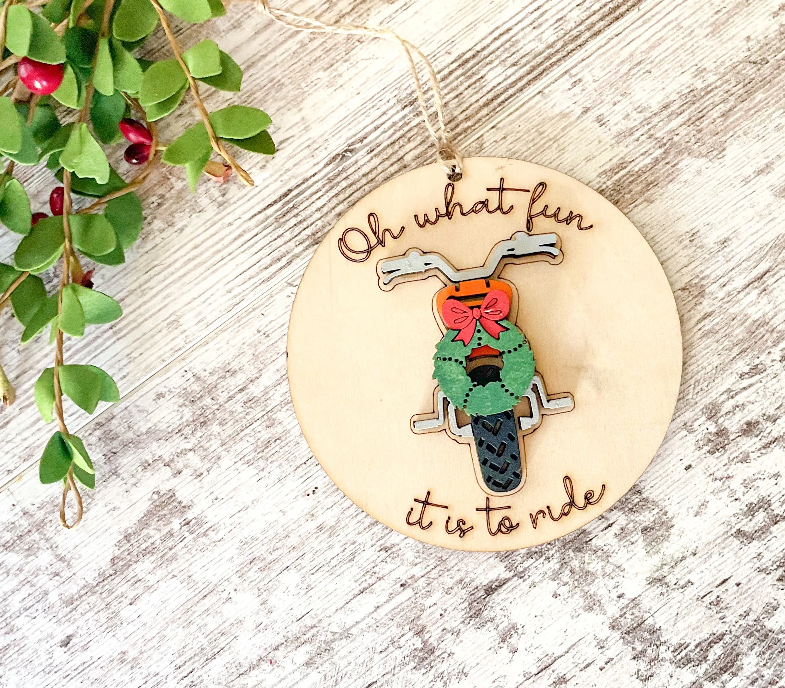 Oh What Fun Motorcycle  Ornament