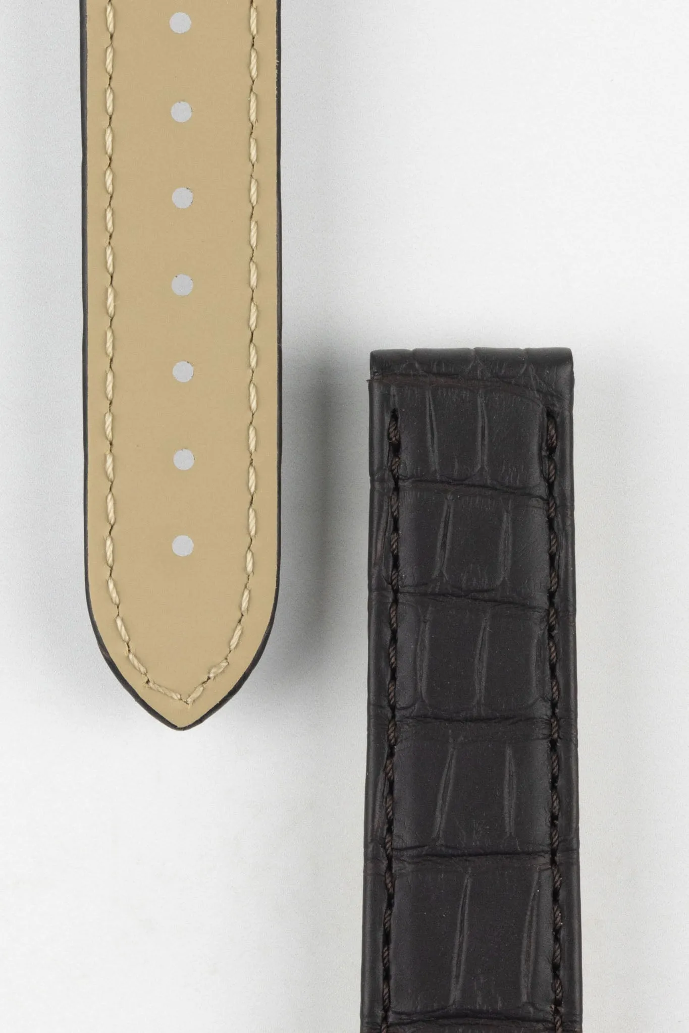 OMEGA 98000275 19mm BROWN Alligator Leather Deployment Watch Strap