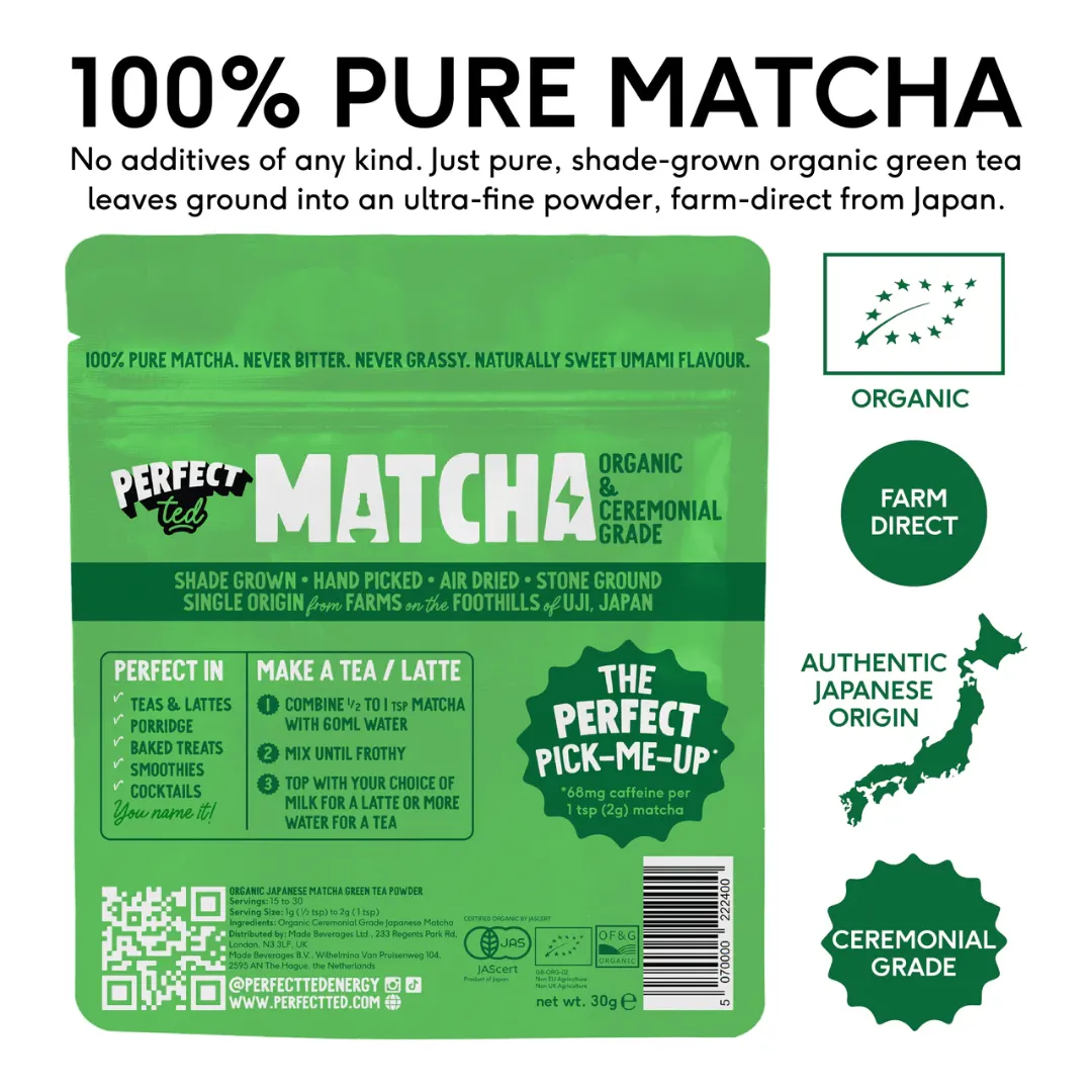 Organic Ceremonial Grade Matcha Powder 12 x 30g