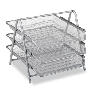 Organizer per Ufficio in Metallo Argento 35 x 29,5 x 27 cm