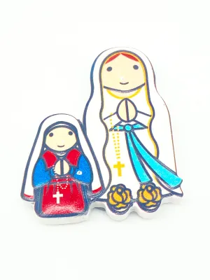 Our Lady of Lourdes and St. Bernadette Magnet (Little Drops of Water) 3"