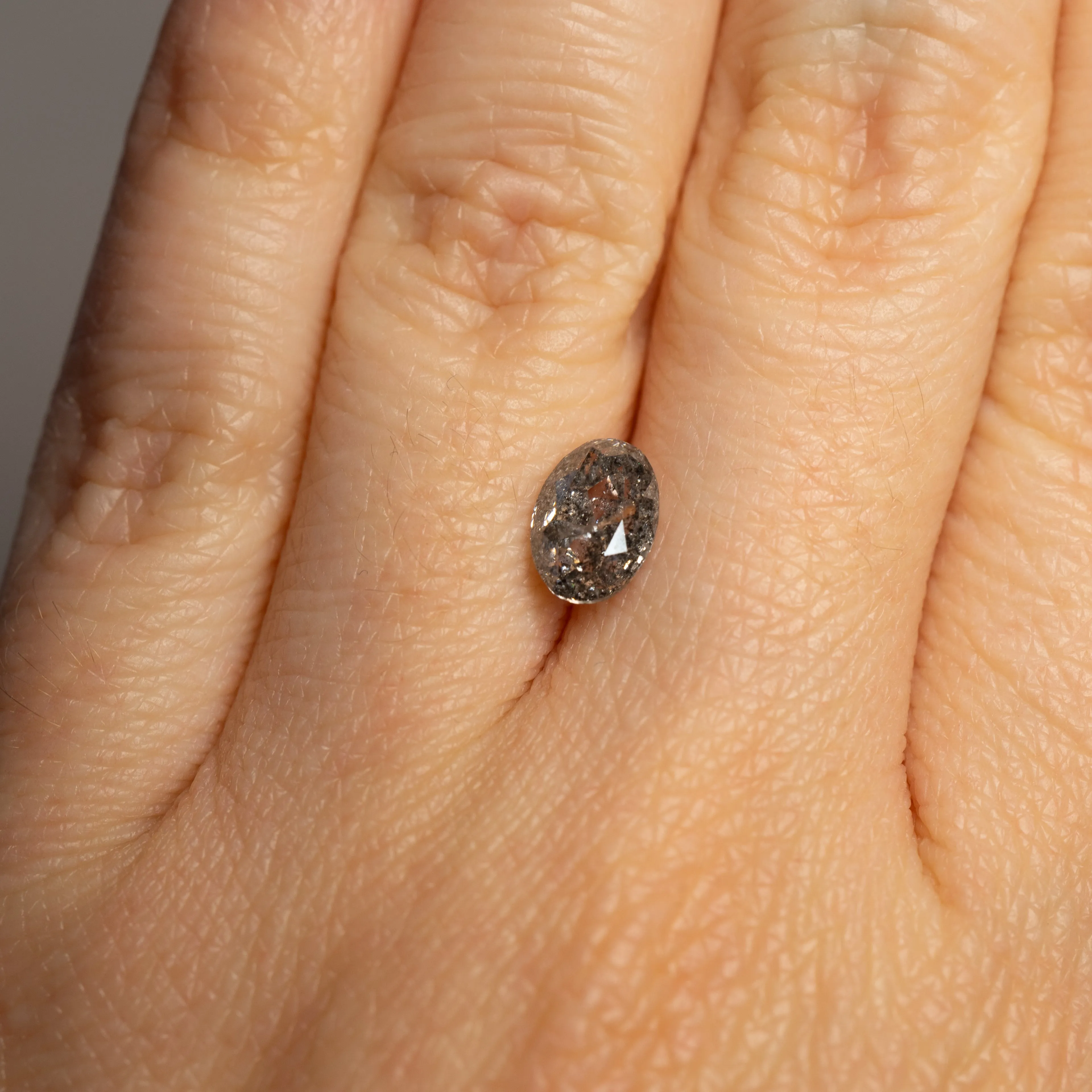 Oval Rose-Cut Salt & Pepper Diamond | 1.65ct | Canada Origin