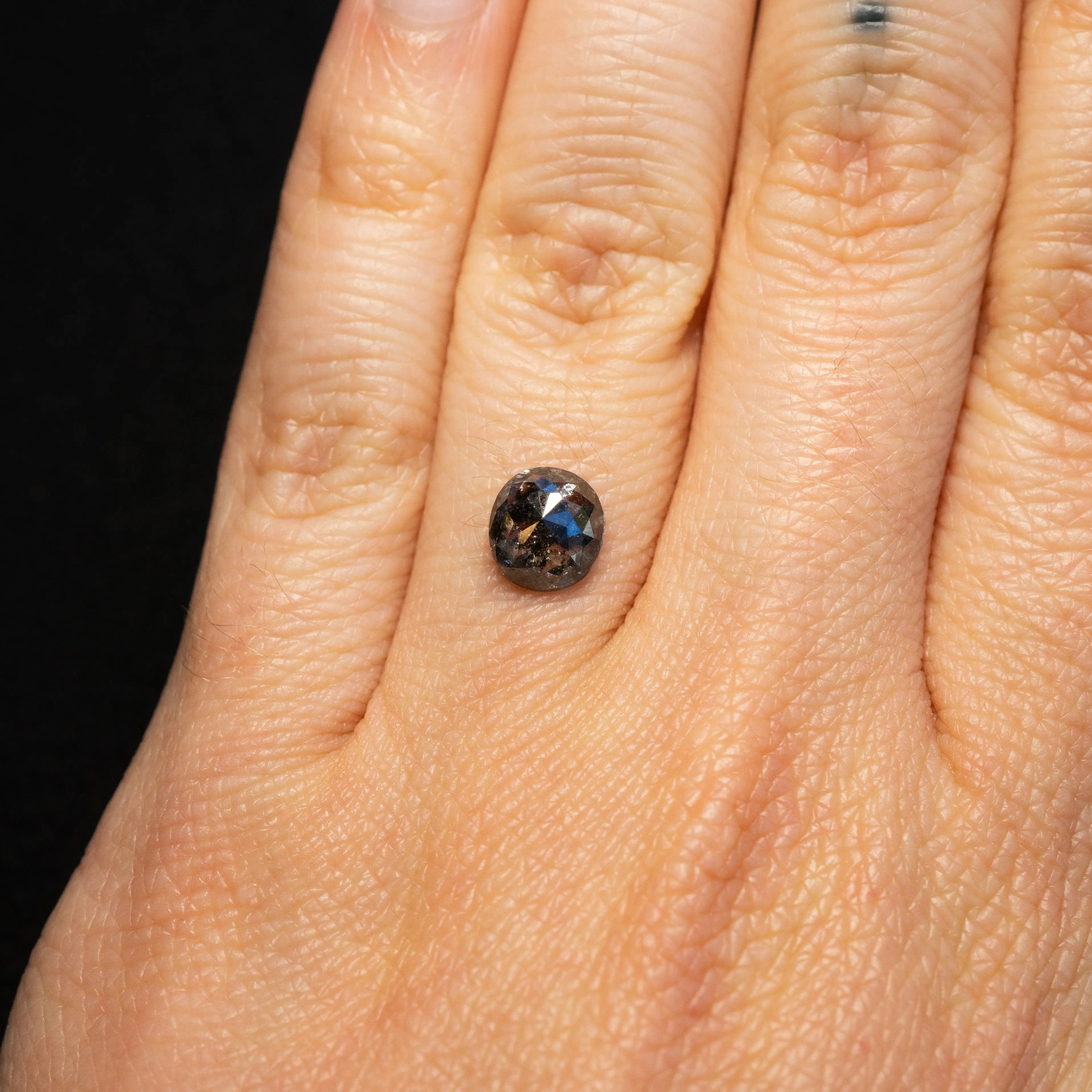 Oval Rose Cut Salt   Pepper Diamond | 1.26ct