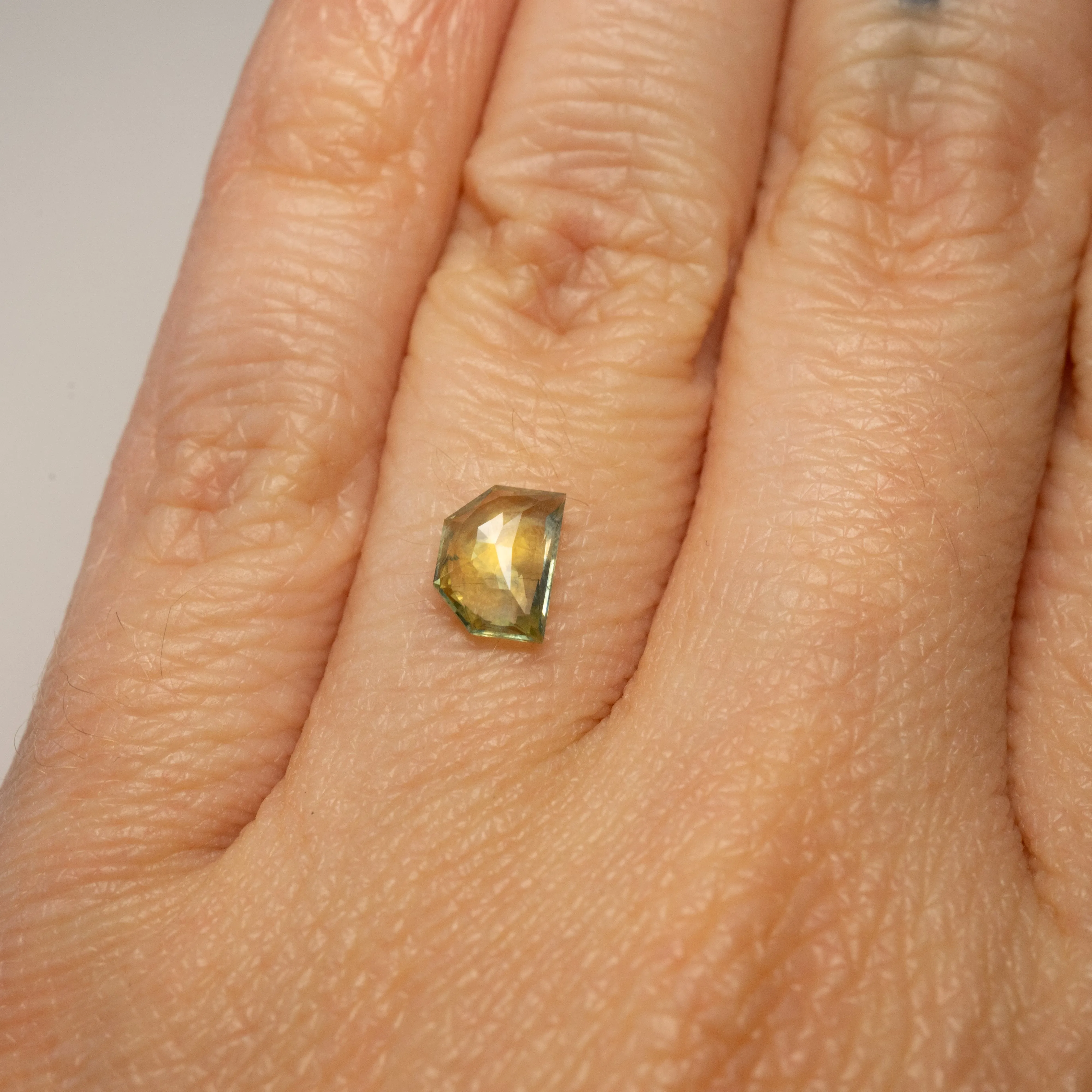 Pale Green Geometric Moon Rose Cut Sapphire | 1.035ct | Montana Origin