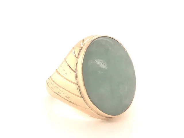 Pale Green Jade Ring ~14 carats in 14k Yellow Gold