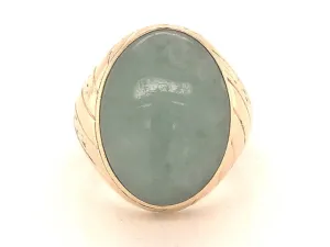 Pale Green Jade Ring ~14 carats in 14k Yellow Gold