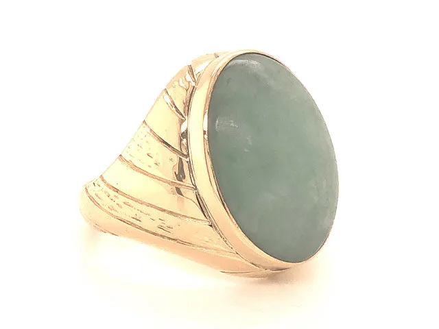 Pale Green Jade Ring ~14 carats in 14k Yellow Gold
