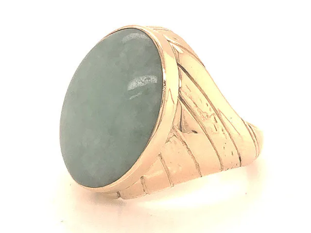 Pale Green Jade Ring ~14 carats in 14k Yellow Gold