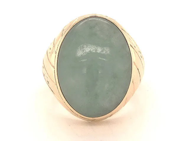 Pale Green Jade Ring ~14 carats in 14k Yellow Gold