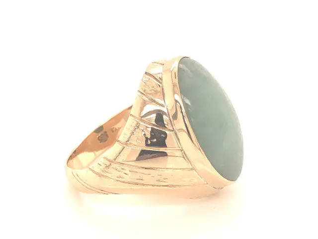 Pale Green Jade Ring ~14 carats in 14k Yellow Gold