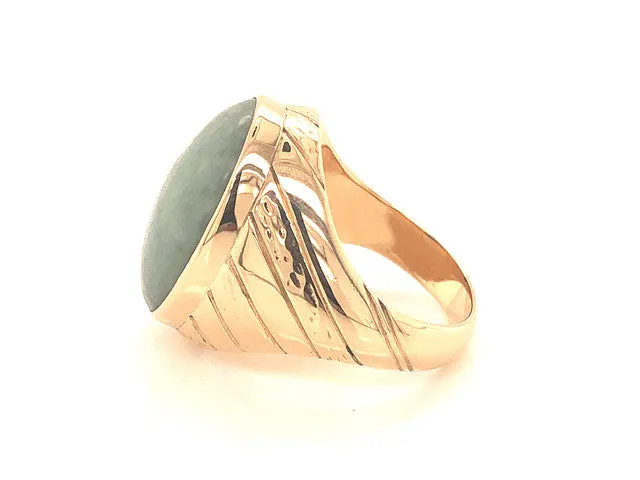 Pale Green Jade Ring ~14 carats in 14k Yellow Gold