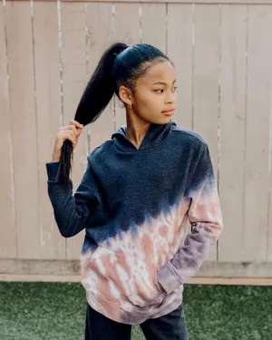 Paper Flower Diagonal Tie Dye Kanga Pocket Hoodie