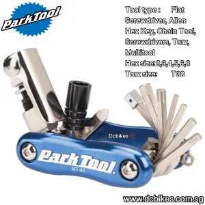 Park Tool 2.5,3,4,5,6,8mm Hex T25 T30 Torx®   Chain Breaker & C02 Multi Tool MT-40