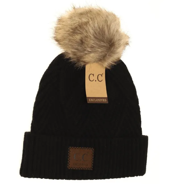 Patch Heathered Pom CC Beanie