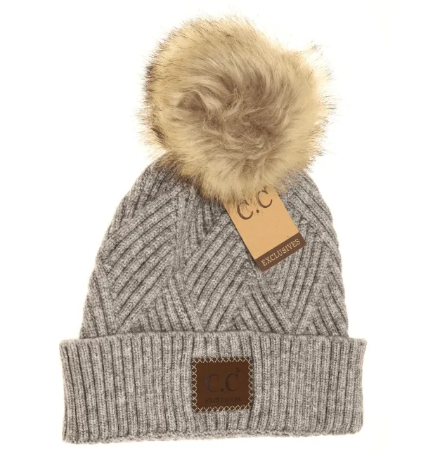 Patch Heathered Pom CC Beanie