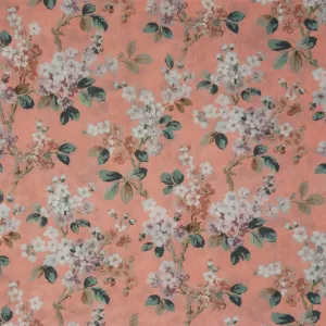 PEACH & CREAM FLORAL 'JOSEPHINE' LIBERTY LAWN COTTON HANDKERCHIEF