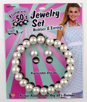 Pearl Necklace And Earrings  Costume Accessories