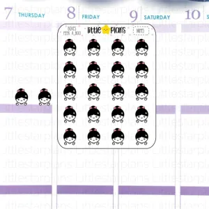 Peeking at the Corners Planner Stickers, Mimi with Black Hair Planner Stickers | Mimi