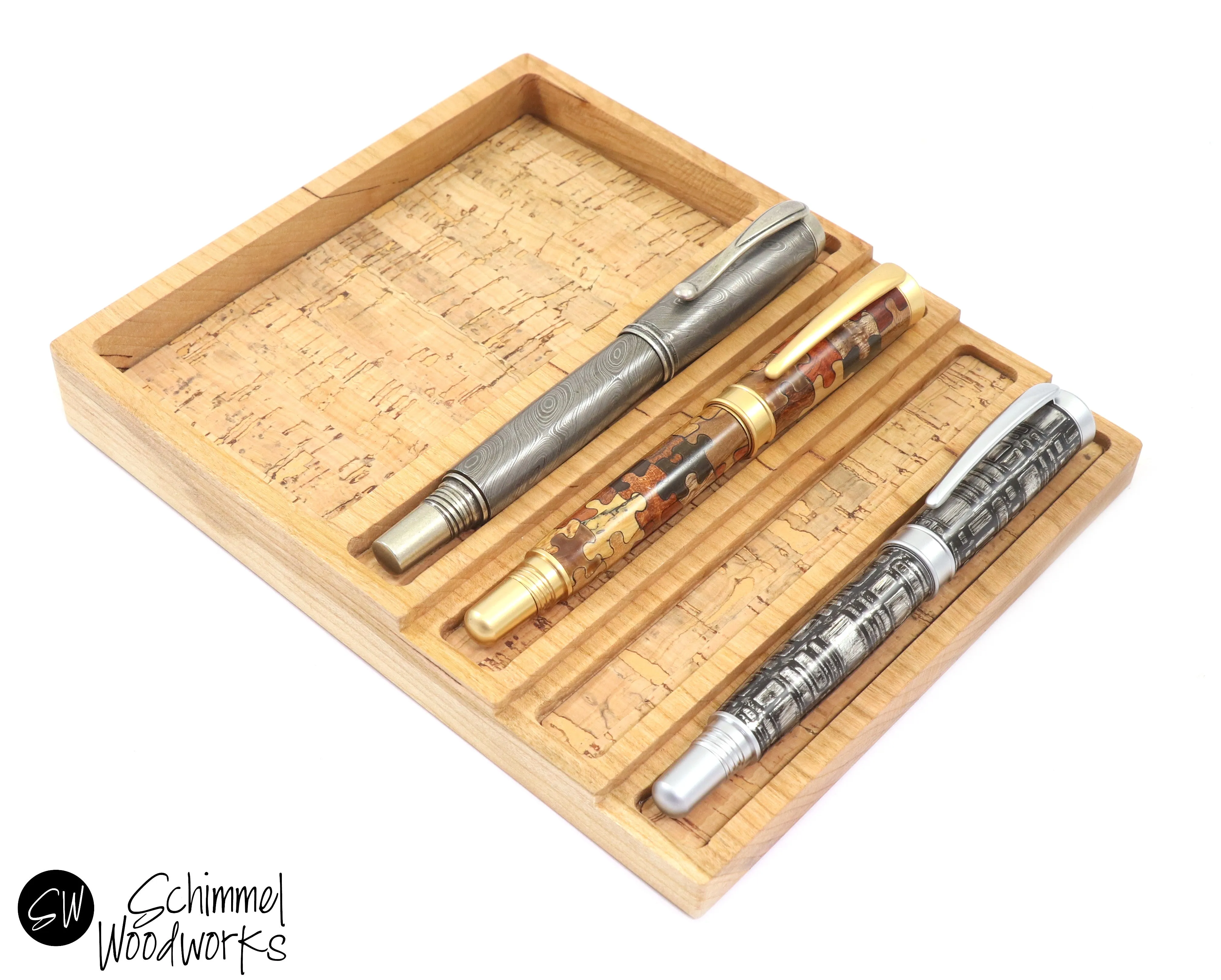 Pen tray with Desk Organizer - Fits 4 pens