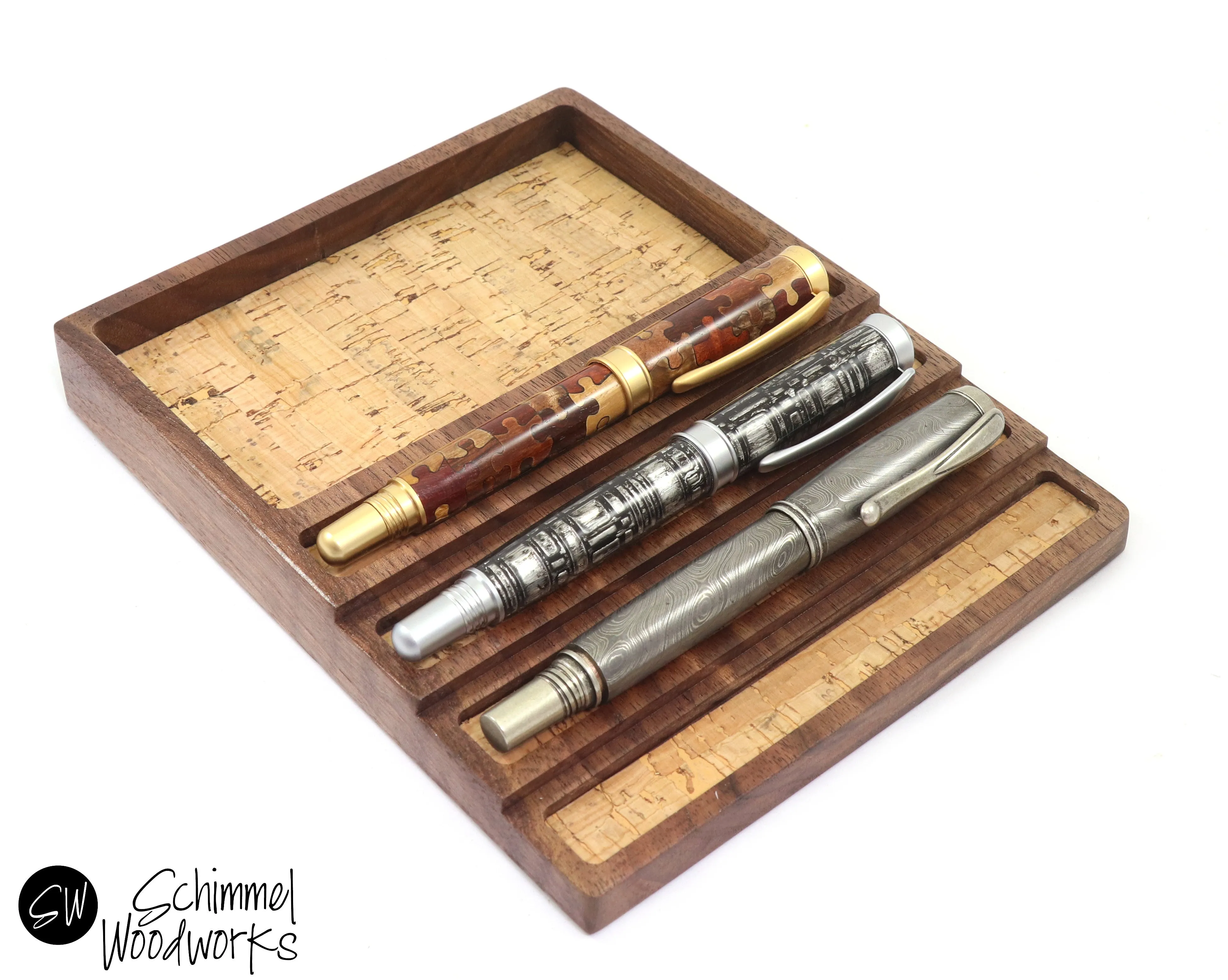 Pen tray with Desk Organizer - Fits 4 pens