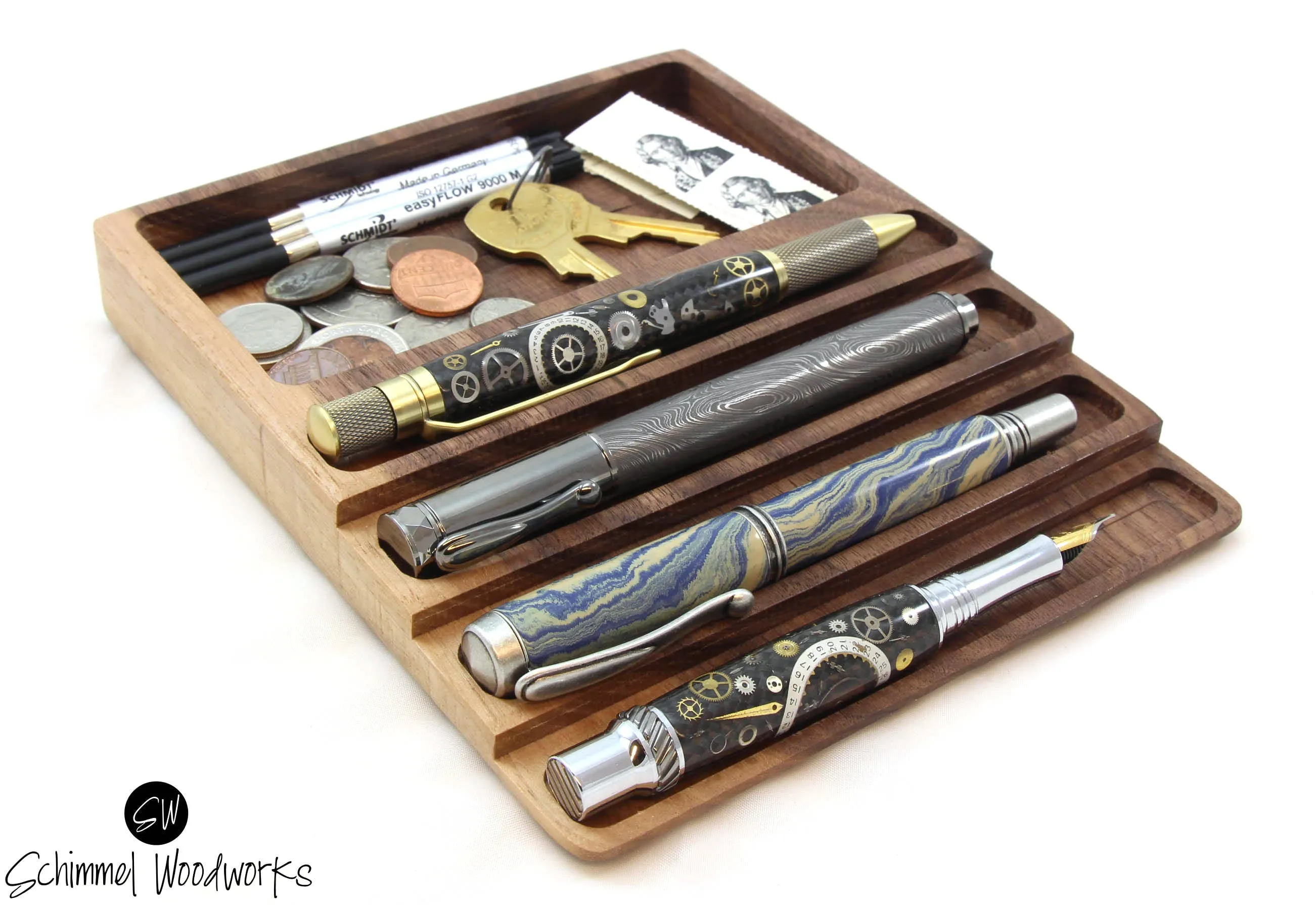 Pen tray with Desk Organizer - Fits 4 pens