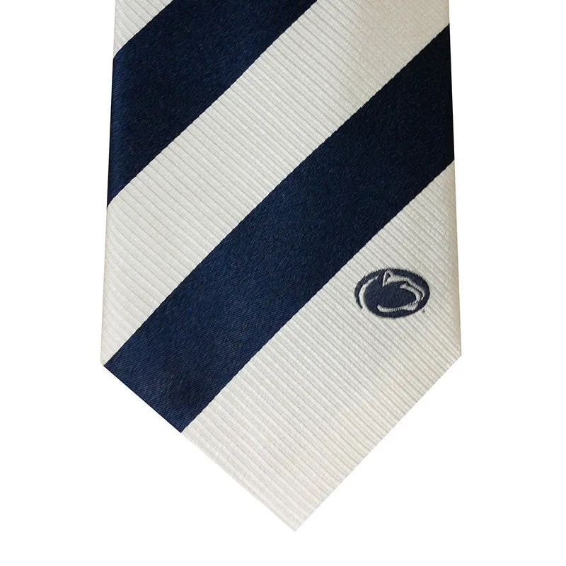 Penn State Wide Diagonal Stripe Silk Necktie