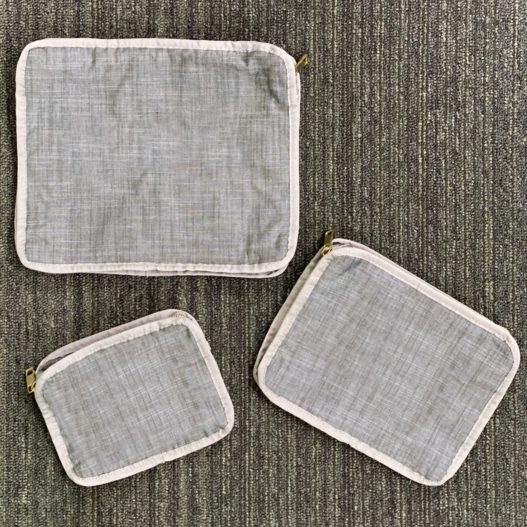 Personalized Chambray Grey Organizing Trio
