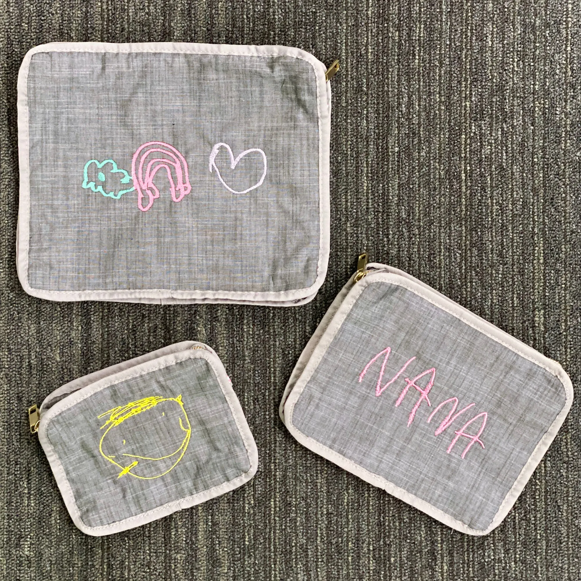Personalized Chambray Grey Organizing Trio