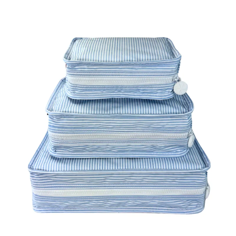 Personalized Glossed Stripe Blue Organizing Trio