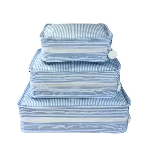 Personalized Glossed Stripe Blue Organizing Trio